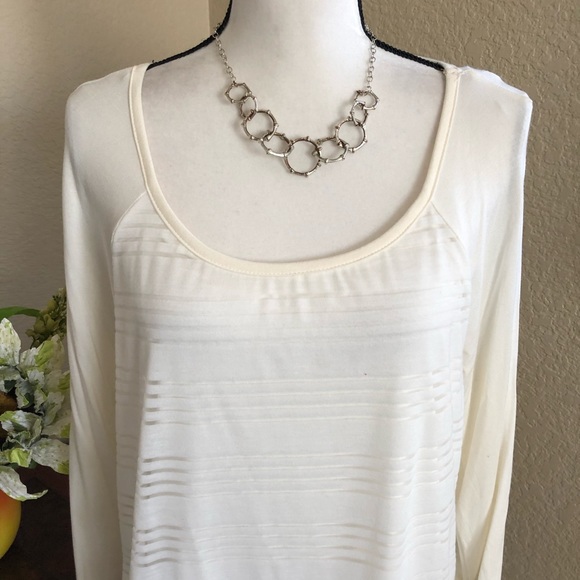 AB Studio 3/4 Sleeve Sheer Overlay Top - Picture 2 of 8